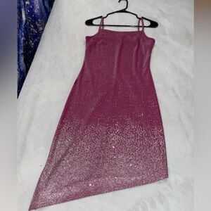 Pink sparkly mid length dress